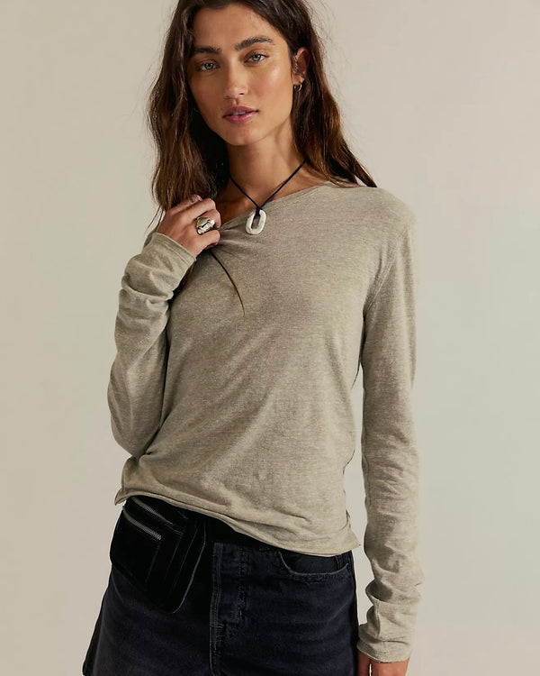 Free People Nova Tee Long-Sleeve in Caiman