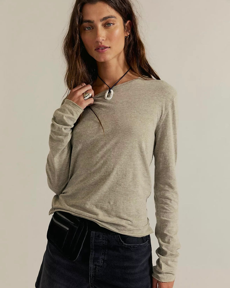 Free People Nova Tee Long-Sleeve in Caiman