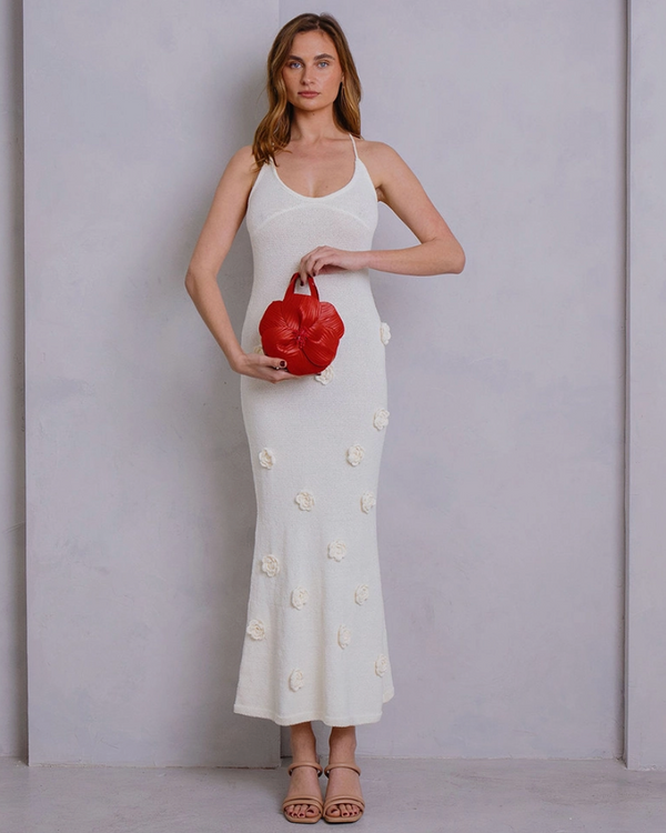 Monroe Flower Vegan Leather Top Handle Bag