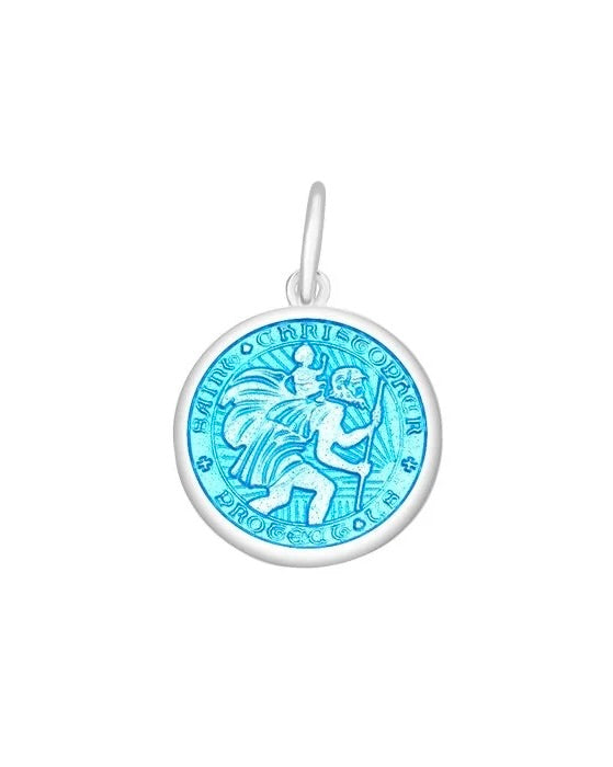 LOLA St. Christopher Light Blue/Silver 19mm Pendant
