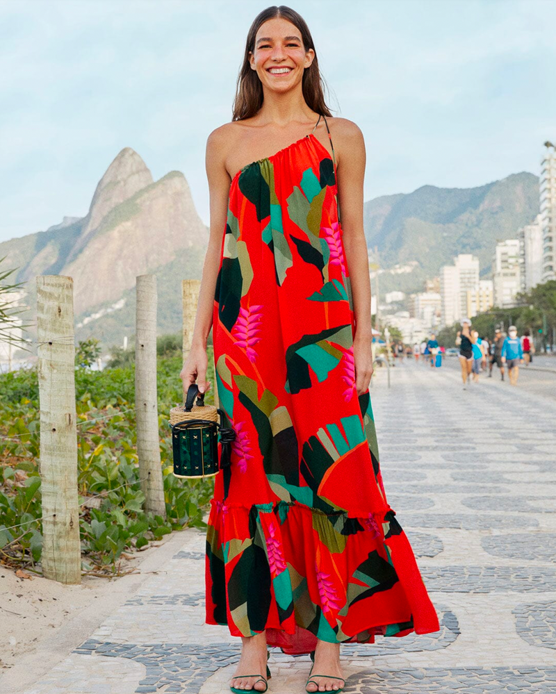 Heliconia Red Maxi Dress