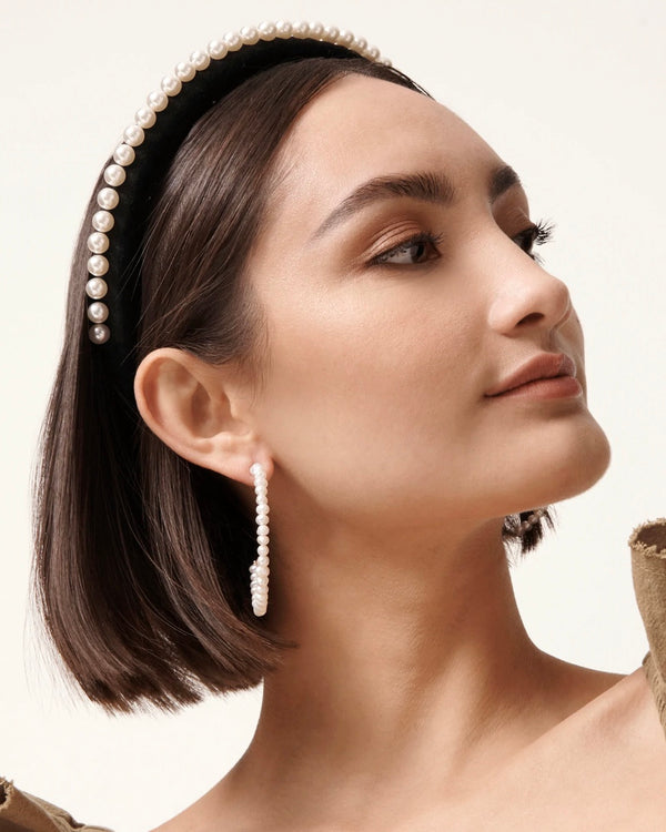 Lele Sadoughi Pearl Embellished Velvet Gigi Headband