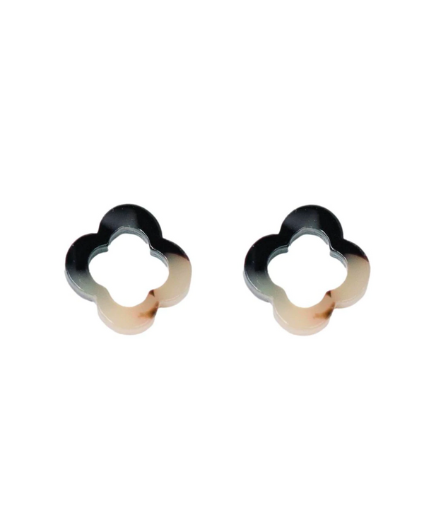 St. Armands Blonde Tortoise Quatrefoil Studs