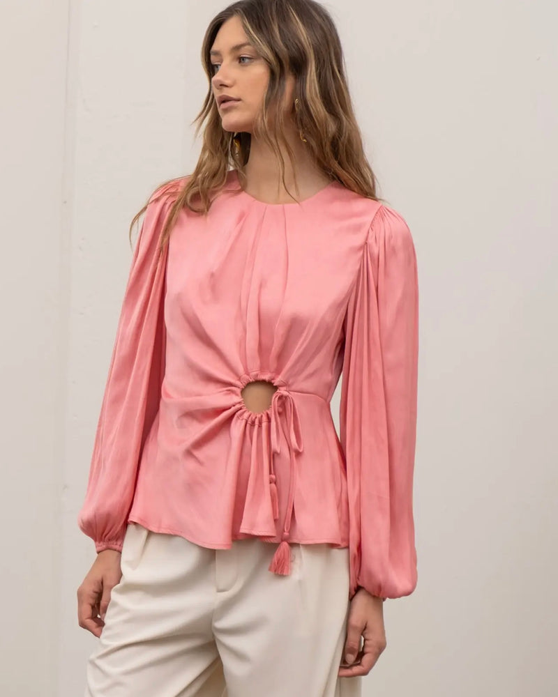 Moon River Cut-Out Tassel Tie Top