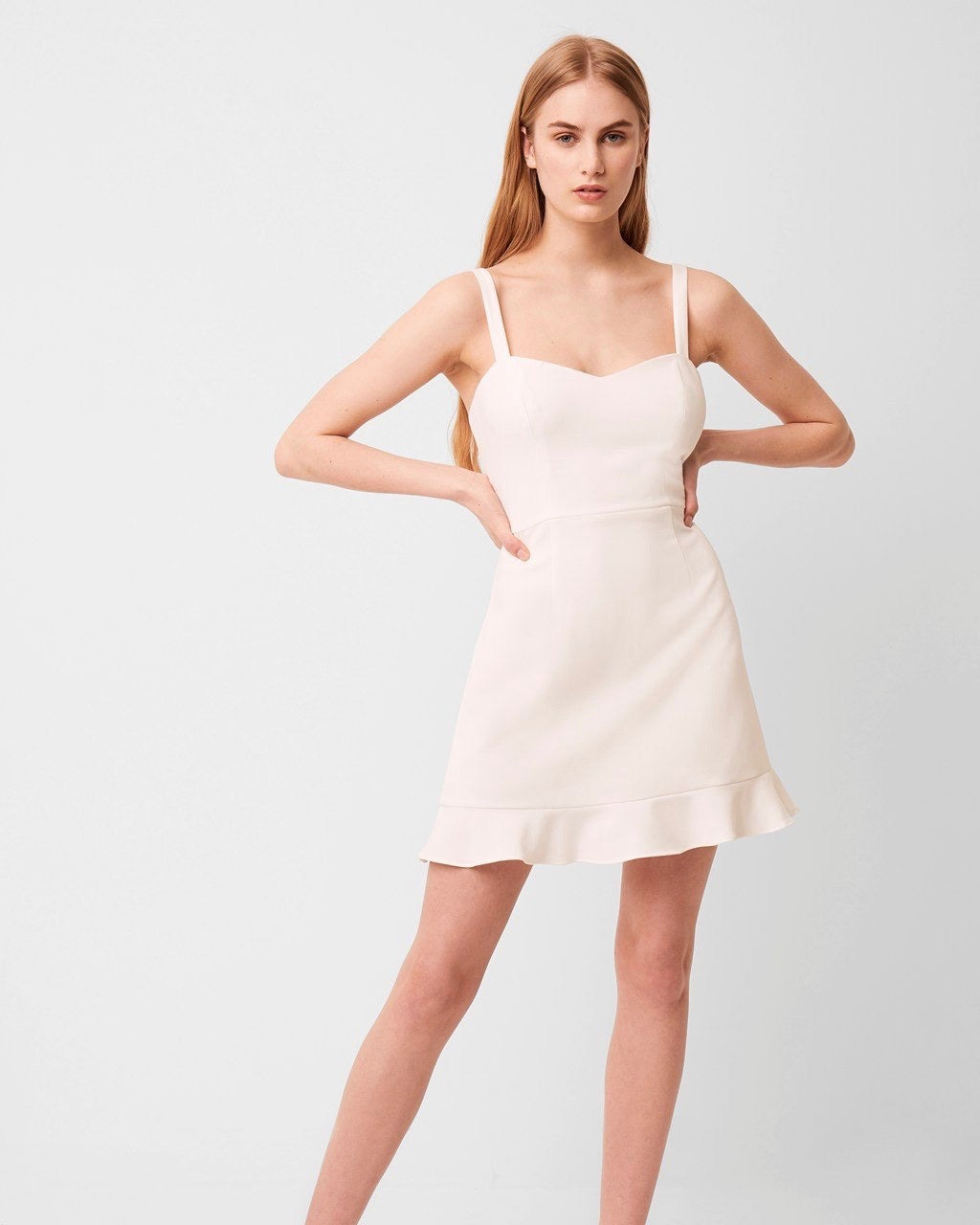 Whisper Square Neck Ruffle Dress Summer White