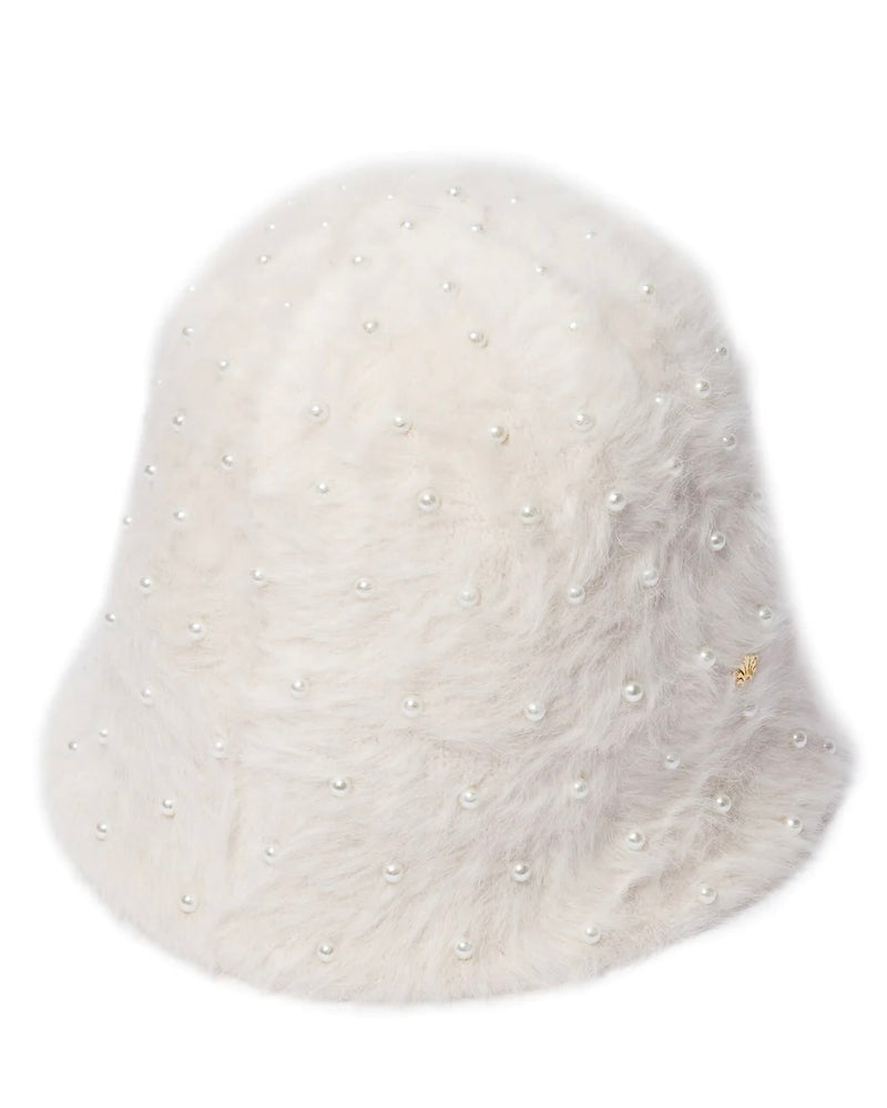 Lele Sadoughi Faux Mohair Pearl Embellished Bucket Hat