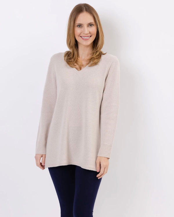 Sail to Sable V Neck Tunic Sweater