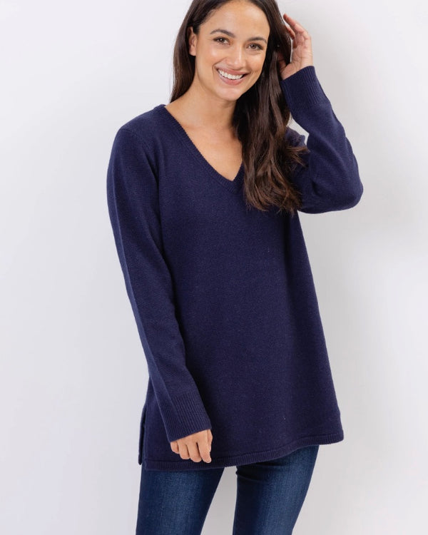 Sail to Sable V Neck Tunic Sweater