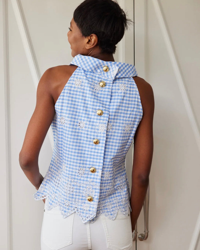 Sail to Sable Button Back Cowl Neck Top